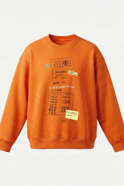 COMBİNE MİCHAİL Erkek Baskılı Oversize Turuncu Sweatshirt