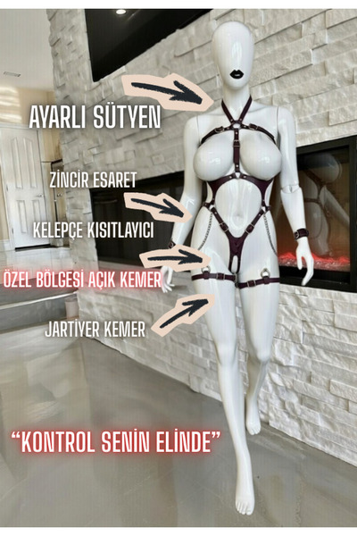 BEST HARNESS Özel Bölgesi Açık Zincir Detaylı Kelepçeli Set Takım