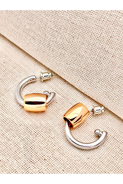 Siya Silver أقراط ذهبية وفضية متحركة على شكل أسطوانة