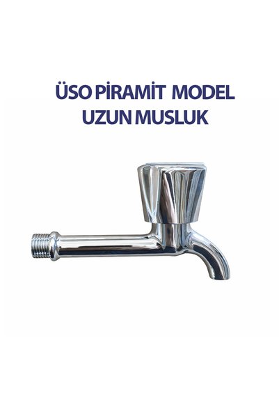 ÜSO SU ARMATÜRLERİ Üso Piramit Model Musluk 1/2'' Uzun Tip Lavabo Evye Bahçe Dış Mekan Uyumlu