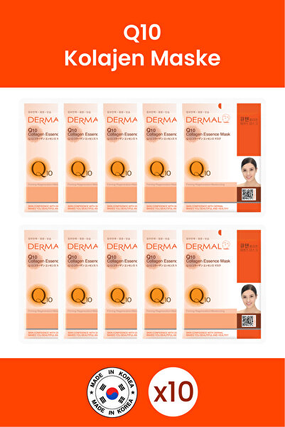 Dermal Sıkılaştırıcı, Nemlendirici, Yenileyici Q10 Kolajen Maske X10 Adet