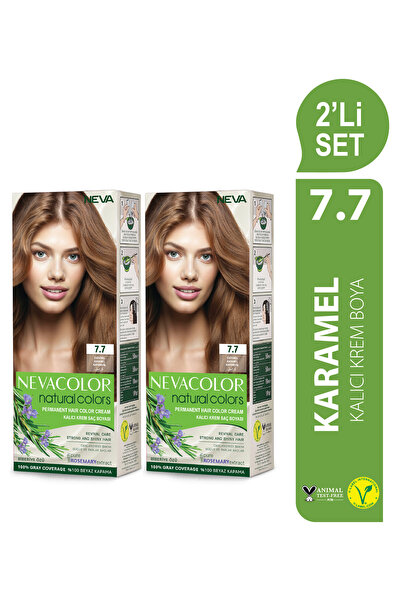 Neva Color Natural Colors 2'Lİ SET 7.7 KARAMEL Kalıcı Krem Saç Boyası Seti