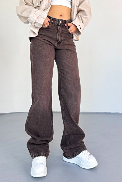 Cappmoda JEAN-488 Acı Kahve Yıkamalı Basic Mom Jean