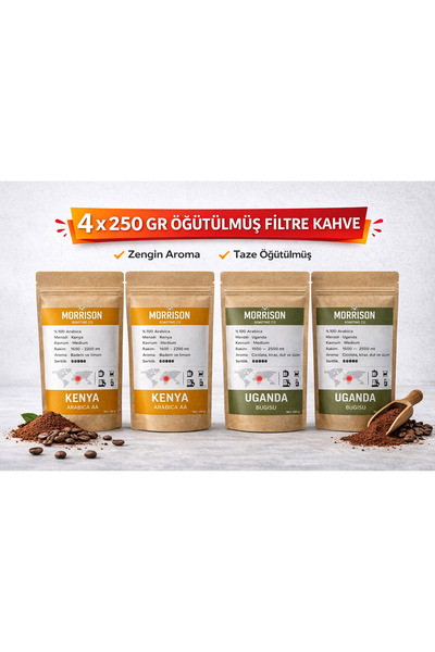 Morrison Coffee Roasters 4 Adet 250 gr Öğütülmüş Filtre Kahve Seti
