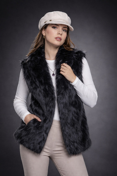 CELİORA STYLE Kadın Suni Kürk Yelek – Astarlı, Hafif, Rahat Kesim, Günlük Şık...