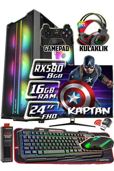 WARBOX KAPTAN 24" Monitör Xeon X5650 16gb Ram 256gb Ssd 250gb Hdd Rx580 8gb D...