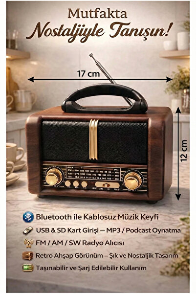 FaroxTech Mutfakta Nostalji Rüzgarı: Bluetooth Bağlantılı Ahşap Görünümlü Ret...