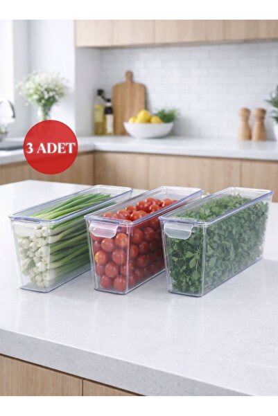 Store HGY HOME 3'lü Kapaklı Lüx Buzdolabı Organizeri - 2750 ML - MİNİ NO-3