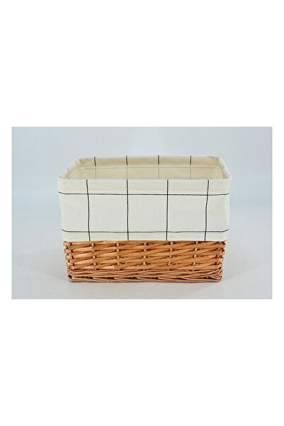 KOÇTAŞ Kareli Hasır Sepet Beyaz 26x18x28 Cm