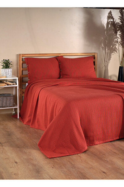 Cottonest Çitf Kişilik Kiremit Yatak Örtüsü Seti 2 Adet Yastık Kılıfı
