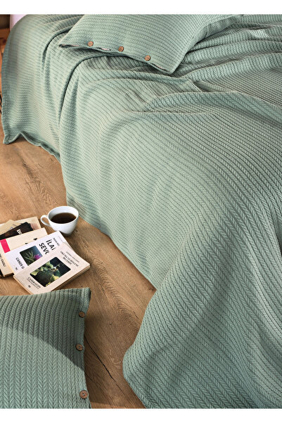 Double Khaki Quilting Set – Braid Pattern Modern + 2 Pillowcases