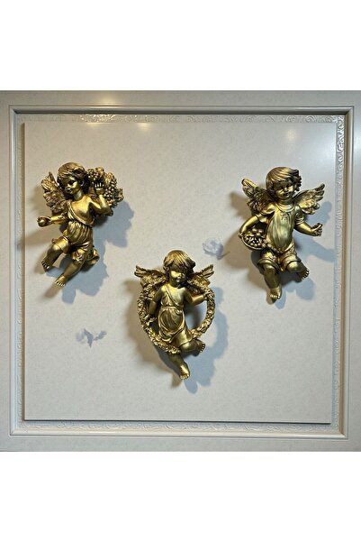 Peramari Dekoratif Polyester Üçlü Melek Biblo Gold