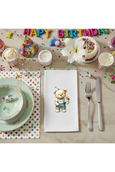 VENORA Minik Ayıcık Doğum Günü Temalı Sunum Peçetesi – Çocuk & Bebek Partiler...