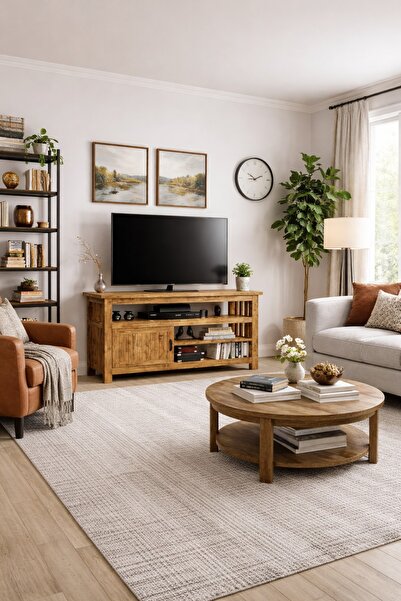 KIYMIK HOME Leylak Tv Ünitesi – %100 Gerçek Ağaç, Uzun Ömürlü Kullanım, Kişiy...