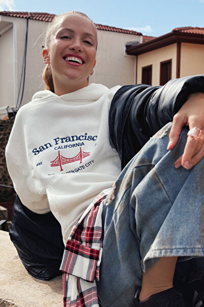 Le'Sluette Pantaloni de damă din bumbac relaxat, cu cusături, brodate, cu glu...