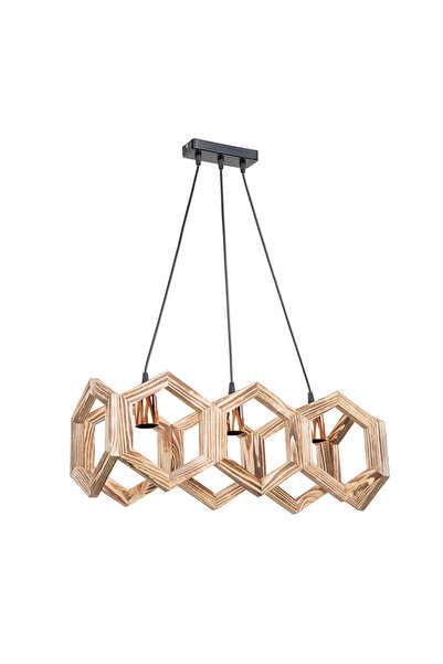 Modelight Petek 3Lü Ahşap Avize