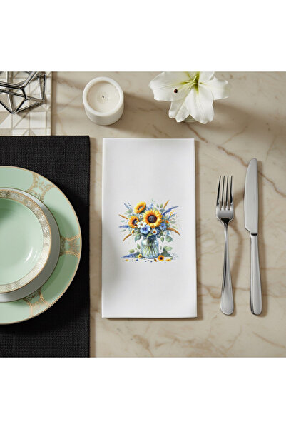 VENORA Ayçiçeği Baharı – Çiçek Desenli Şık Sofra Sunum Peçetesi - 12'li