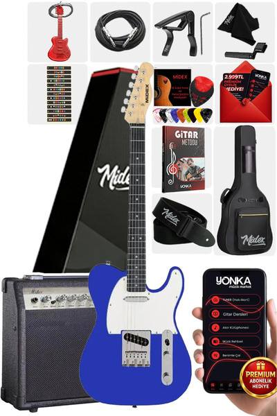 Midex Tlx-50bl-30amp Tele Kasa Maple Klavye 2 Single-coil 30w Amfili Elektro ...