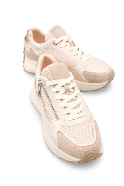 Solo Bag Ženske bež sportske cipele sa vezicama Visok đon Patike