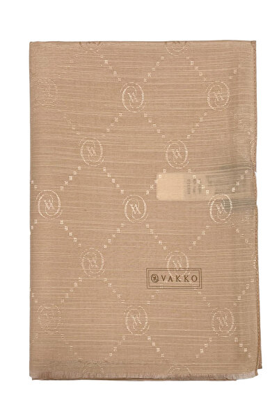Vakko Pamuk İpek Şal - Monogram - Nude