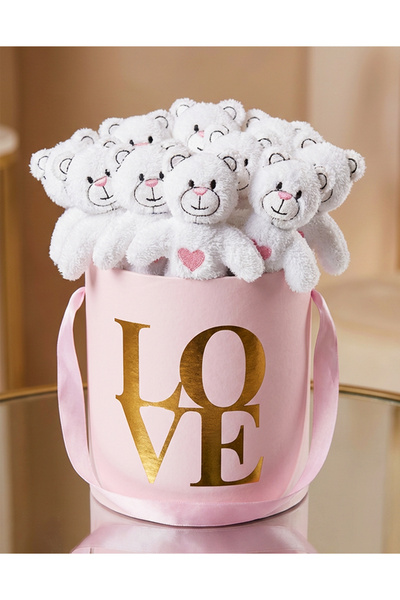 lenostra Premium Hediye Sevgiliye 15 Adet Pembe Kalpli Beyaz Ayıcıklı Ayıcık ...