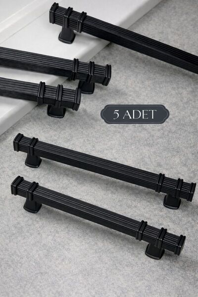 GÜMÜŞ EROS KARE YÜZÜKLÜ SİYAH 160MM METAL DOLAP ÇEKMECE KULP 5 ADET
