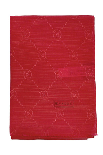 Vakko Pamuk İpek Şal - Monogram - Dağ Çileği