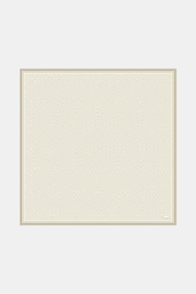 Vakko Twill İpek Eşarp - Yeni Monogram - Bej