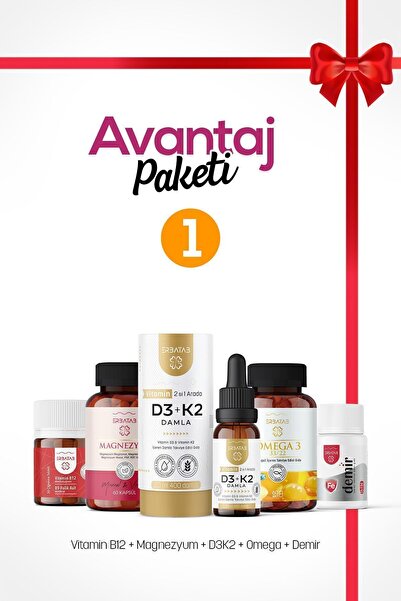 Erbatab Avantaj Paketi 1 (MAGNEZYUM, D3K2, B12 - B9, OMEGA, DEMİR)