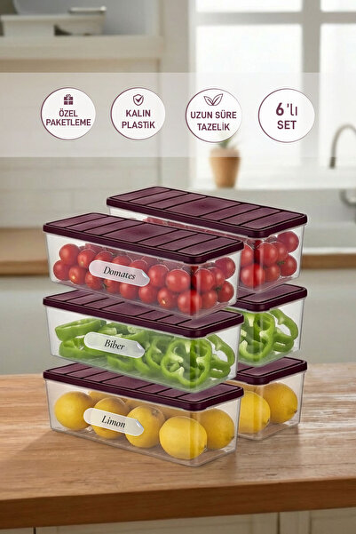 SELKA HOME 6 Adet 2 Lt. Nora Organizer Buzdolabı Buzluk Düzenleyici Saklama Kabı