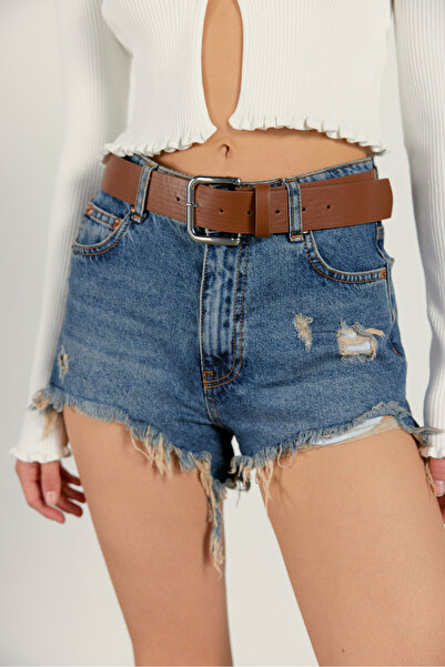 VATKALI Kožený pásek hnědý s kovovou přezkou