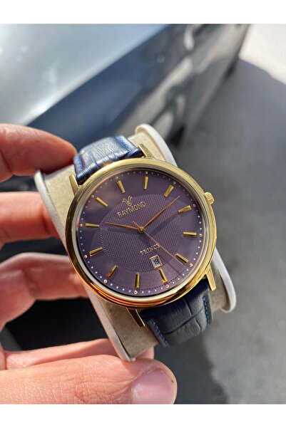 Raymond LACİVERT DERİ KORDONLU KLASİK ERKEK KOL SAATİ