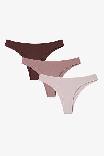 Penti Πολύχρωμο βαμβακερό βραζιλιάνικο εσώρουχο 3 τεμαχίων με μέση στήριξη