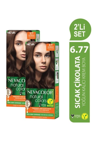 Neva Color Natural Colors 2'Lİ SET 6.77 SICAK ÇİKOLATA Kalıcı Krem Saç Boyası...
