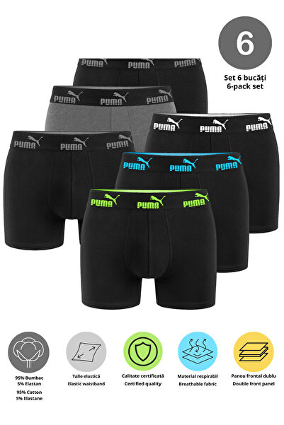 Puma Boxeri bărbătești din bumbac, Puma, culori mixte, set de 6
