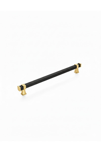 İNTERİO Mâner metalic pătrat negru-auriu 160 mm (16 cm) mâner pentru mobilă, ...