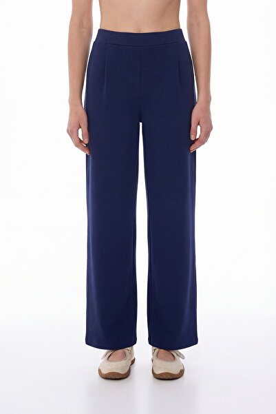 Penti Navy Blue High Waist Pleated Wide Leg Pants