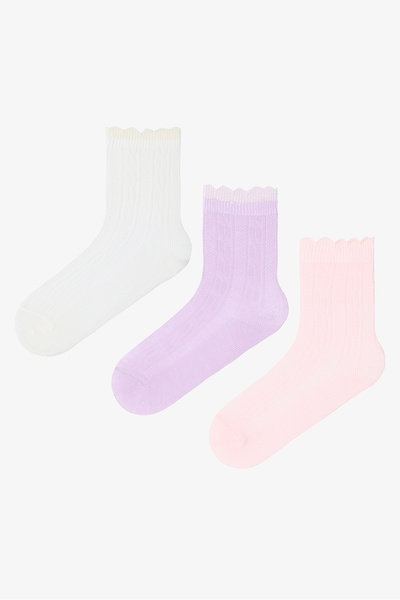 Penti Șosete din bumbac cu model Houndstooth pentru fete de culori mixte, 3 p...