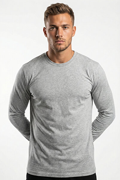 defys Tricou pentru bărbați, cu mânecă lungă, cu gât rotund, cu croiala obișn...
