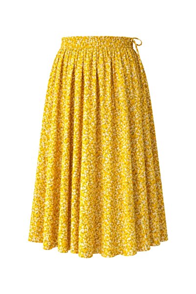 Retrobird Circle Flared Midi Φούστα Γυναικεία Κίτρινη