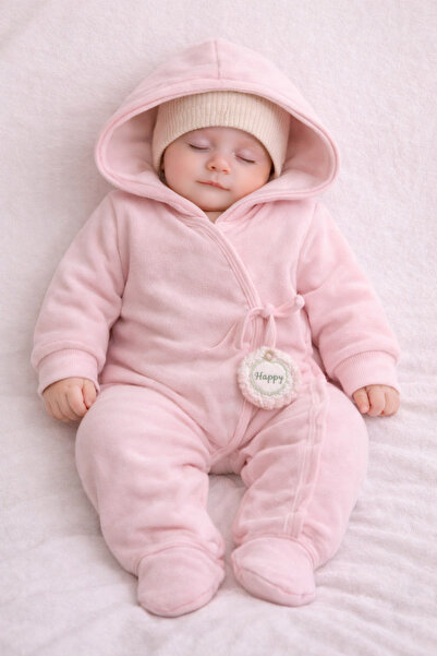 Flexi Figürlü Kapüşonlu Polar Bebe Tulumu