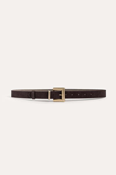 VATKALI Suede Belt with Gold Square Buckle