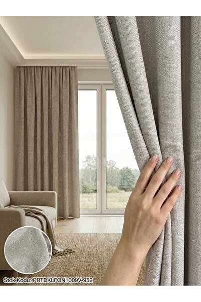 LEVENT ÖZEL PratikFon Armül Dokuma Fon Perde 140en260boy cm Hazır Dikili