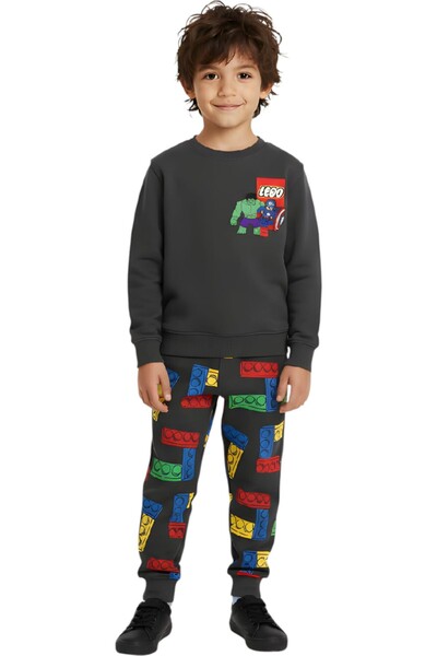 QUB CLUB Boys' Printed Two-Piece Top and Bottom Tracksuit Set