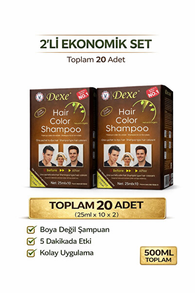 Dexe Koyu Kahve Rengi Şampuan 2'li Eko Paket