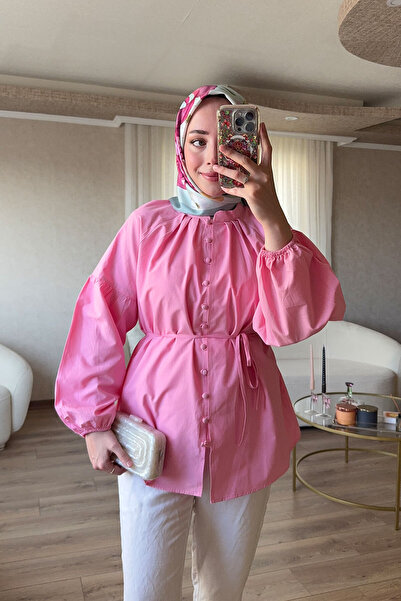 LOCCO Brit Düğme Detaylı Gömlek Pembe