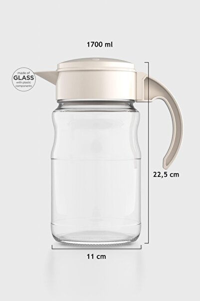 Renga Spiro 1700 ml Bej Kapaklı Cam Sürahi 111031