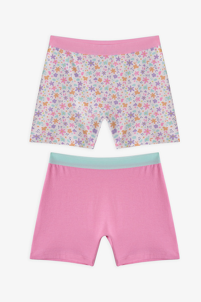 Penti Розови момичешки боксерки с попфлорални мотиви, комплект от 2