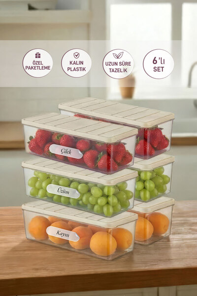 SELKA HOME 6 Pieces 2 Lt. Nora Organizer Refrigerator Freezer Organizer Stora...