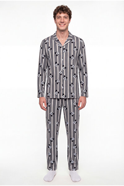 Penti Ανδρικό πολύχρωμο σετ πιτζάμες με πουκάμισο Lic-Mickey